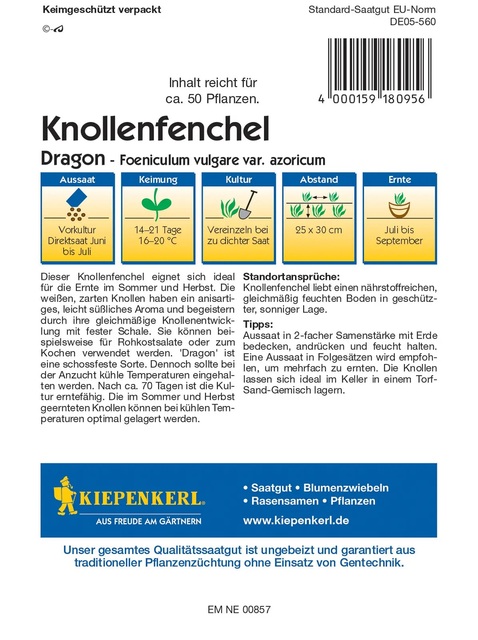 Семена за билки и подправки Kiepenkerl Копър Dragon  [2]