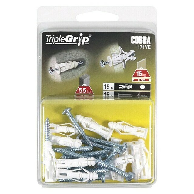Комплект дюбели и винтове Cobra Triple Grip 171VE [1]