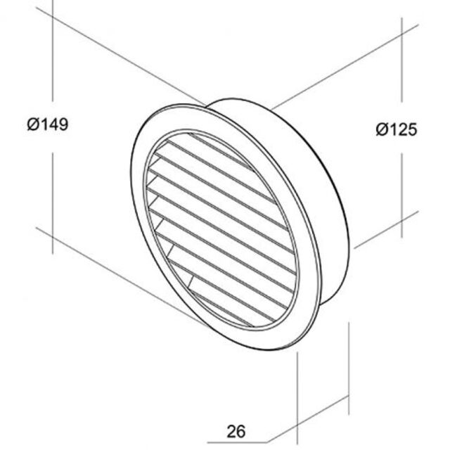 Декоративна решетка Air Circle, бяла, Ø125 мм [2]