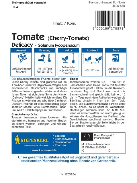 Семена за зеленчуци Kiepenkerl Чери домат Delicacy  [2]