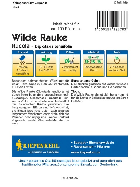 Семена за зеленчуци Kiepenkerl Рукола Wilde Rauke [2]