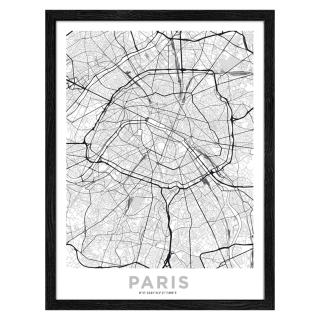 Рамкирана картина ProArt Карта Париж [1]