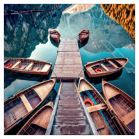 Картина ProArt Езеро с дървени лодки 
