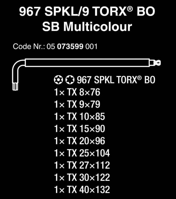 Комплект шестограми Wera TX BO Multicolour 1 [4]