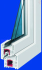 Прозорец, PVC, бял, десен, 60х60 см [1]