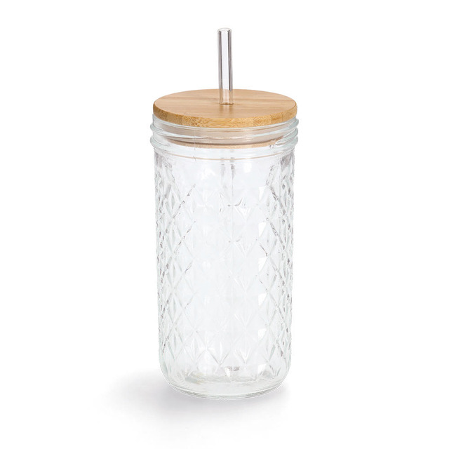 Стъклена чаша с капак и сламка Zeller [1]