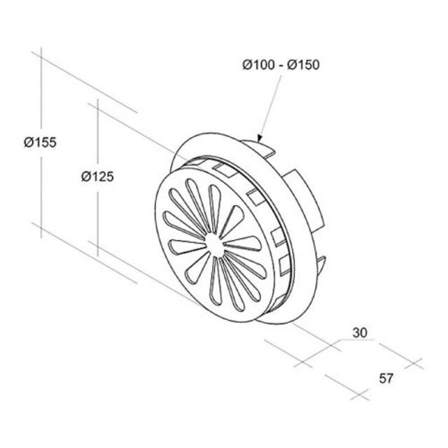 Регулируема решетка Air Circle, бяла, Ø100-150 мм [2]