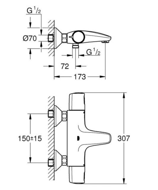 Термостатен смесител за вана и душ Grohe Precision Trend [2]