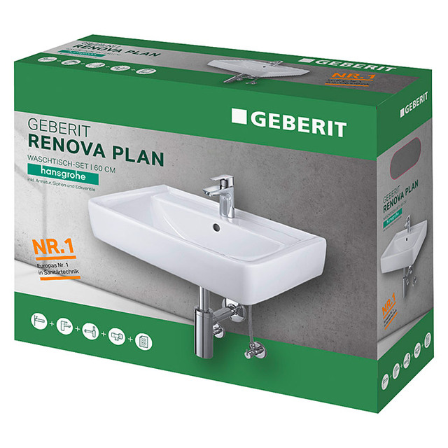 Комплект керамичен умивалник Geberit Renova Plan Set [2]