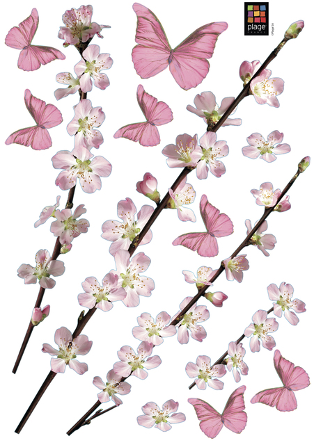 Декоративен стикер Plage Ябълково дърво и пеперуди [2]